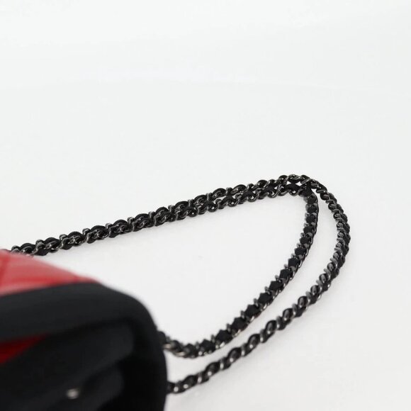 CHANEL Matelasse Chain Shoulder Bag Lamb Skin Red CC Auth - Picture 8 of 15